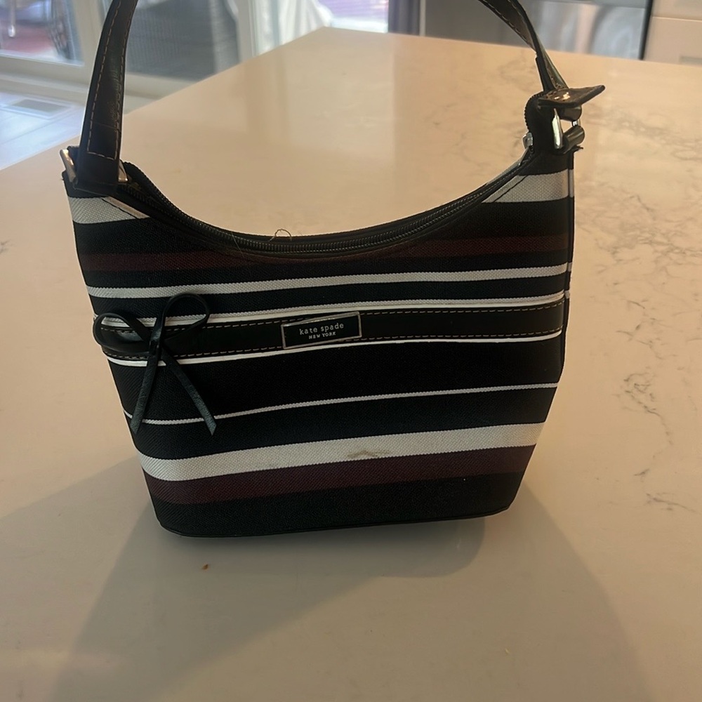 Kate Spade Black and White Striped Shoulder Bag